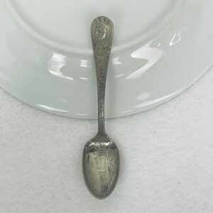 1893 Chicago World's Fair Machinery Hall Souvenir Spoon Columbus Silver EX